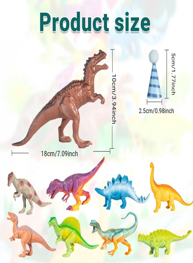 HOTPLACY 18 Pcs Dinosaur Birthday Party Decorations, Dinosaur Cake Toppers Mini Birthday Hat Animal Figure Model Cake Decoration with Mini Hat for Themed Birthday Party - Image 3